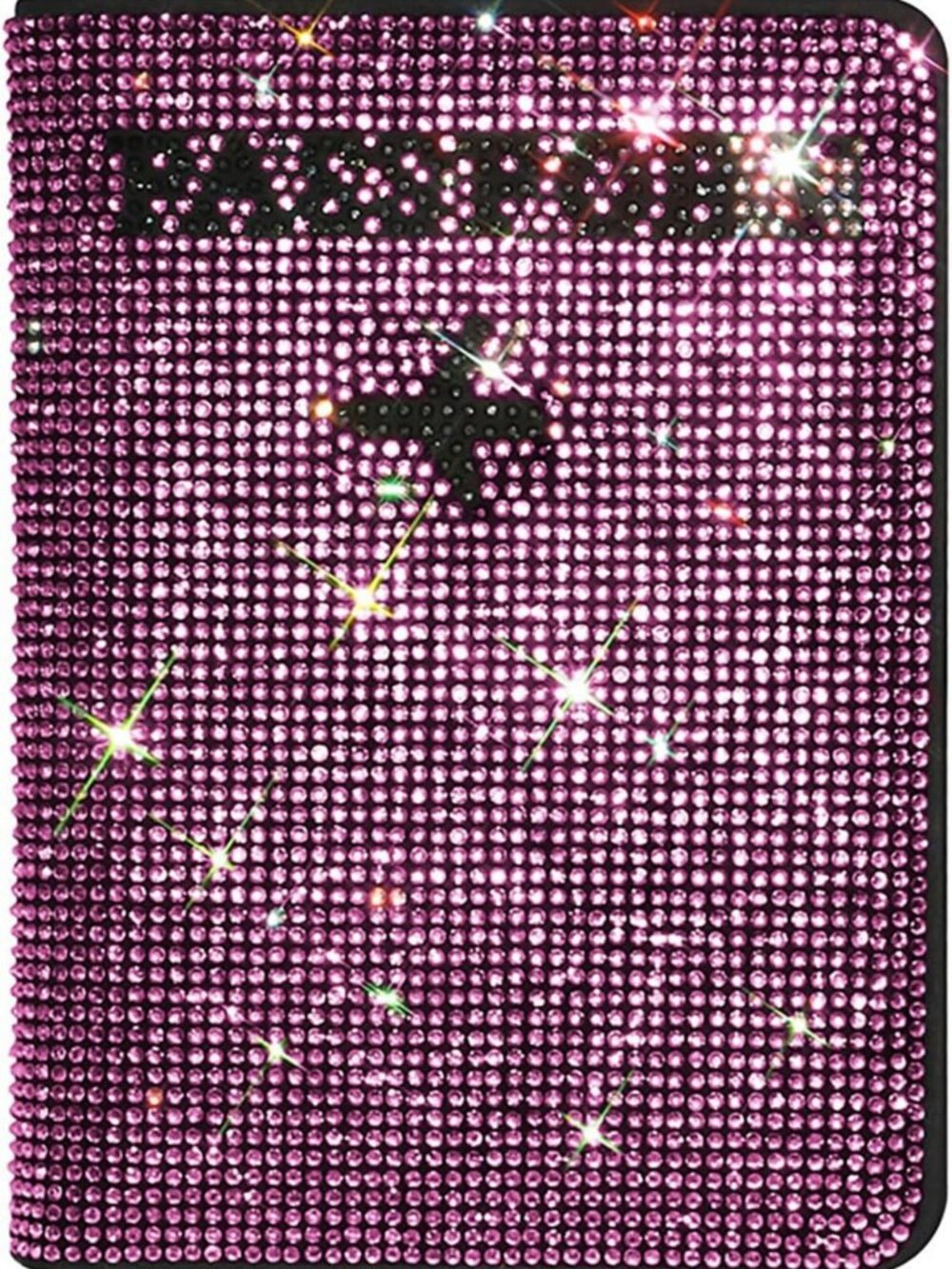 Stylish Pink Passport Holder Case with Bling Rhinestones & Key Purse Organizer